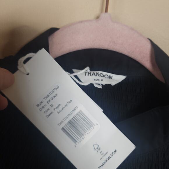 Thakoon Poplin Smocked Top in Black Size M - Picture 7 of 9